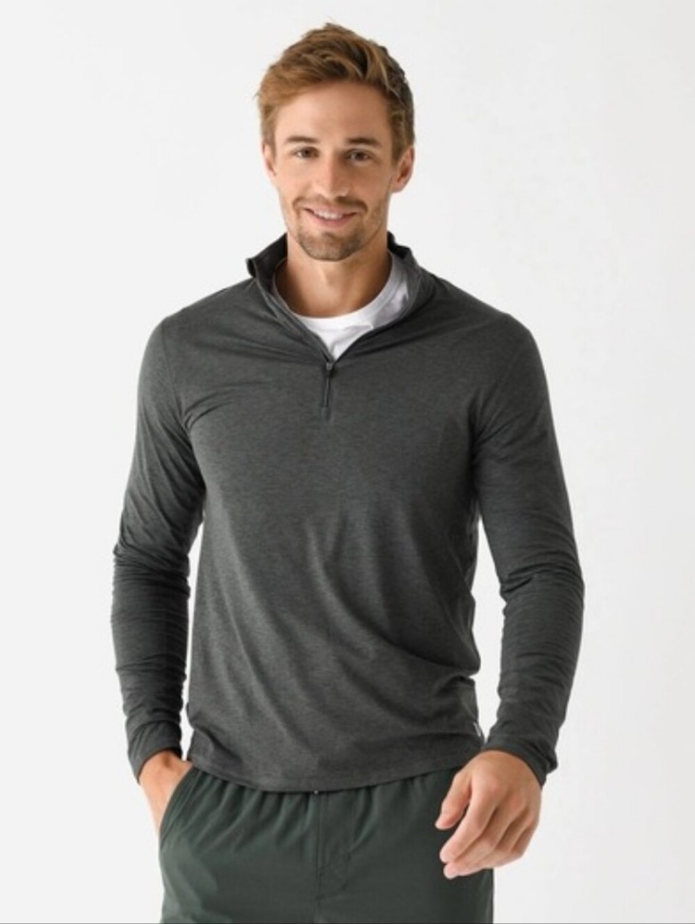 Vuori Ease Performance Half Zip Men’s XL Grey Long Sleeve Stretch Pullover V221